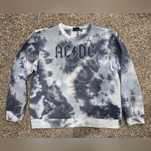 AC/DC Sweater Adult Large Tie Dye Long Sleeve Crewneck Back In Black Rock Mens